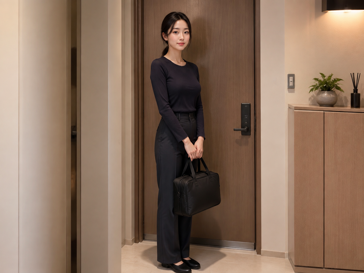 서울 마포구 방문 홈케어 일정을 준비하는 젊은 성인 한국 여성 관리사
